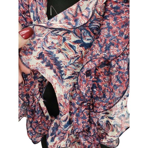 Chaps Blue Red White Crinkle Sheer Women's animal print Scarf - Picture 2 of 8